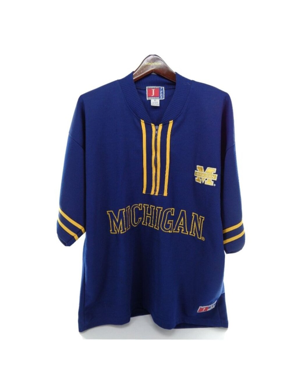Michigan state pullover 1/4 zip front logo Short Sleeves jersey  blue size XL